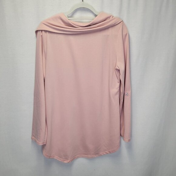 Soft Surroundings Women's Medium Shirt Top Pink Roll Tab Sleeves - Picture 2 of 6
